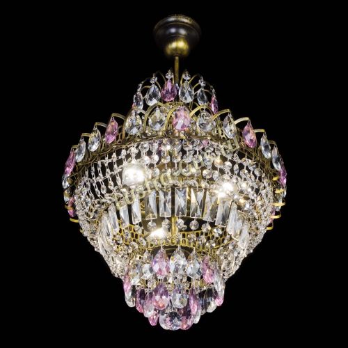 Люстра Ника подвесная Розовая под бронзу в Кирове Гусь Хрустальный