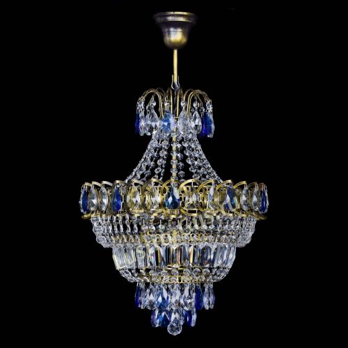Люстра Ника подвесная Синяя под бронзу в Кирове Гусь Хрустальный