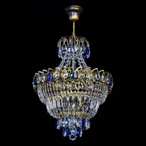 Люстра Ника подвесная Синяя под бронзу в Кирове Гусь Хрустальный