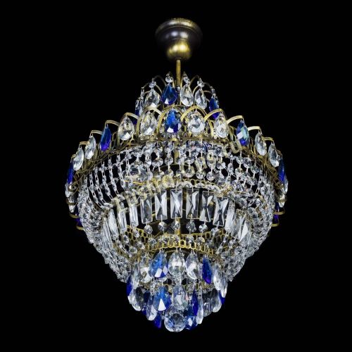 Люстра Ника подвесная Синяя под бронзу в Кирове Гусь Хрустальный