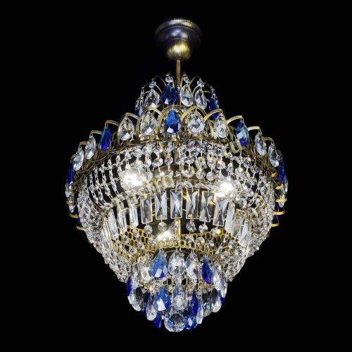 Люстра Ника подвесная Синяя под бронзу в Кирове Гусь Хрустальный