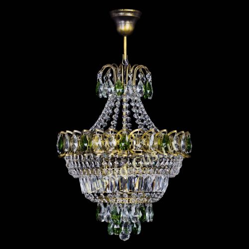 Люстра Ника подвесная Зеленая под бронзу в Кирове Гусь Хрустальный