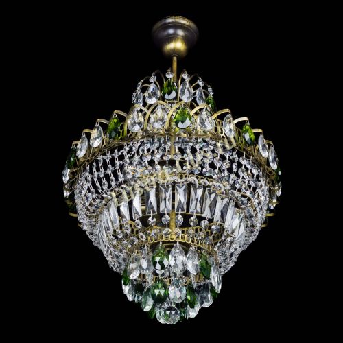 Люстра Ника подвесная Зеленая под бронзу в Кирове Гусь Хрустальный