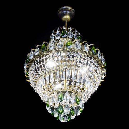 Люстра Ника подвесная Зеленая под бронзу в Кирове Гусь Хрустальный