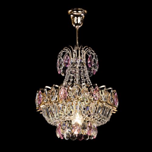 Люстра Ника 1 лампа розовая в Кирове Гусь Хрустальный