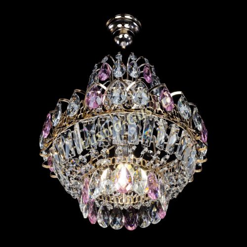 Люстра Ника 1 лампа розовая в Кирове Гусь Хрустальный