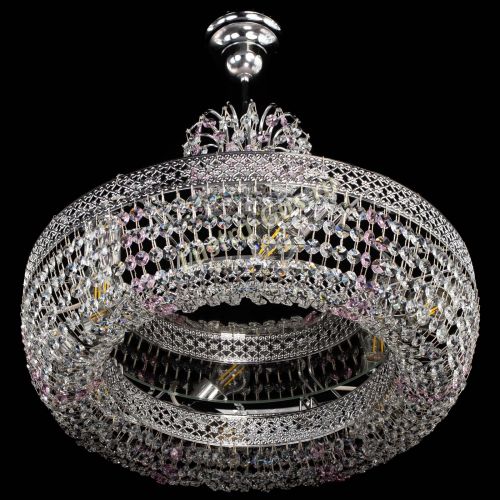 Люстра Венеция Кольцо с подвесом Розовая в Кирове Гусь Хрустальный