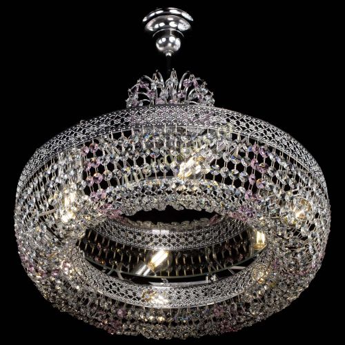 Люстра Венеция Кольцо с подвесом Розовая в Кирове Гусь Хрустальный