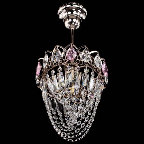 Люстра Водоворот №1 мини с подвесом розовая в Кирове Гусь Хрустальный