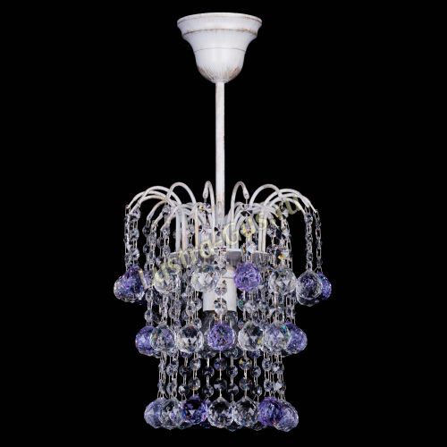Люстра Зима шар фиолетовая (белая патина)  в Кирове Гусь Хрустальный