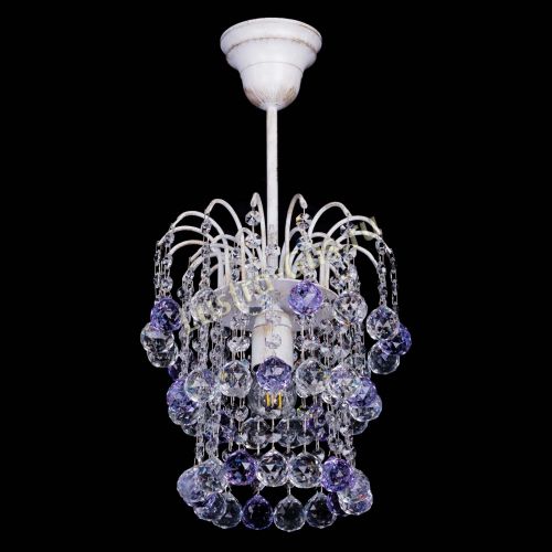 Люстра Зима шар фиолетовая (белая патина)  в Кирове Гусь Хрустальный