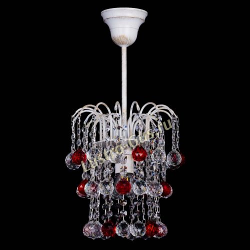 Люстра Зима шар красная (белая патина)  в Кирове Гусь Хрустальный