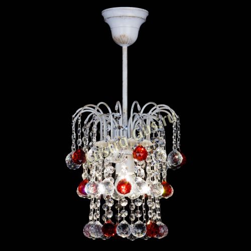 Люстра Зима шар красная (белая патина)  в Кирове Гусь Хрустальный