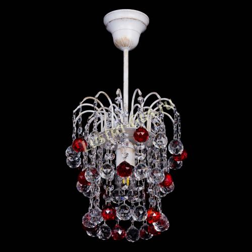Люстра Зима шар красная (белая патина)  в Кирове Гусь Хрустальный