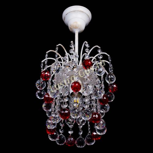 Люстра Зима шар красная (белая патина)  в Кирове Гусь Хрустальный