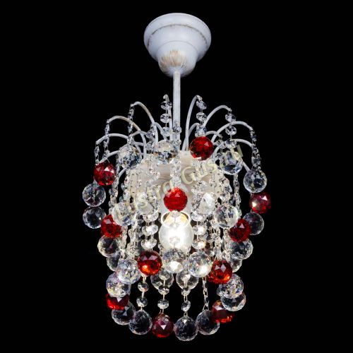 Люстра Зима шар красная (белая патина)  в Кирове Гусь Хрустальный
