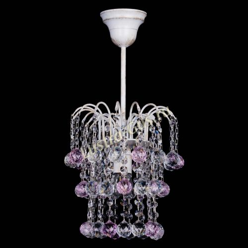 Люстра Зима шар розовая (белая патина)  в Кирове Гусь Хрустальный