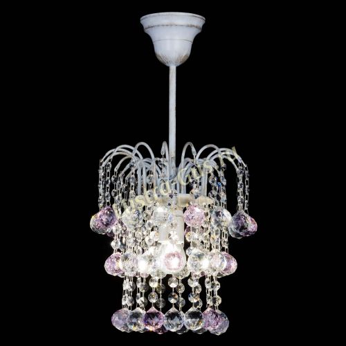 Люстра Зима шар розовая (белая патина)  в Кирове Гусь Хрустальный
