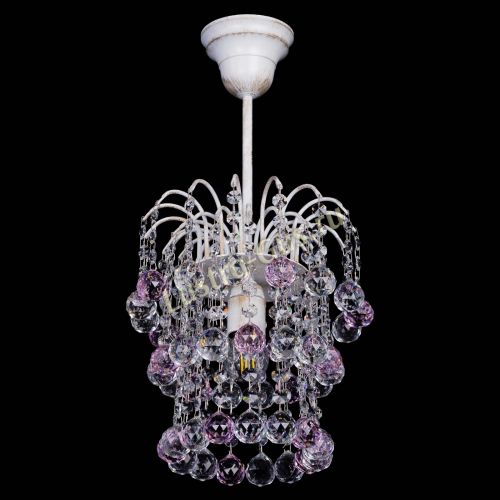 Люстра Зима шар розовая (белая патина)  в Кирове Гусь Хрустальный