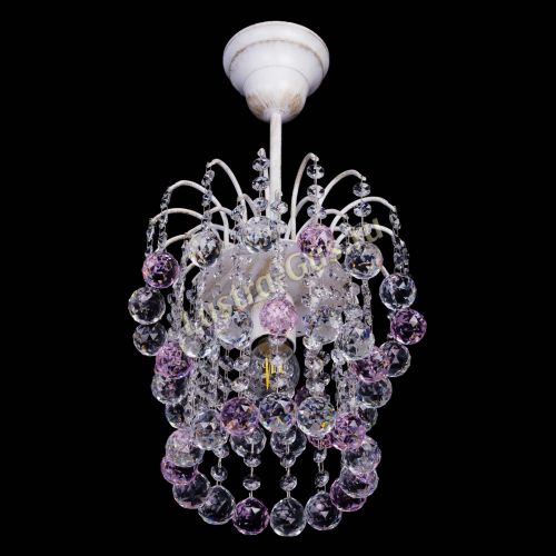 Люстра Зима шар розовая (белая патина)  в Кирове Гусь Хрустальный