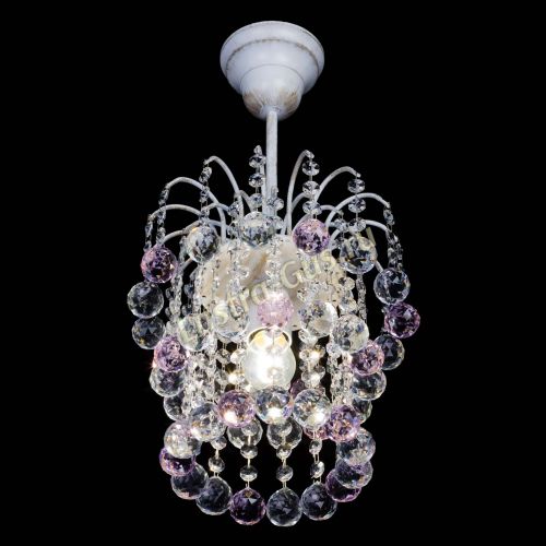 Люстра Зима шар розовая (белая патина)  в Кирове Гусь Хрустальный