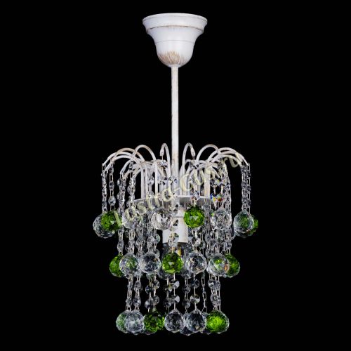 Люстра Зима шар зеленая (белая патина)  в Кирове Гусь Хрустальный