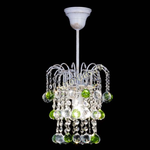 Люстра Зима шар зеленая (белая патина)  в Кирове Гусь Хрустальный
