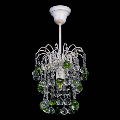 Люстра Зима шар зеленая (белая патина)  в Кирове Гусь Хрустальный