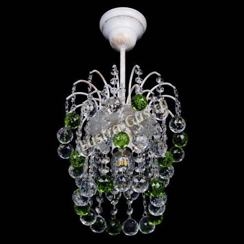 Люстра Зима шар зеленая (белая патина)  в Кирове Гусь Хрустальный
