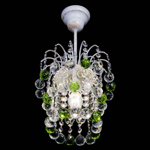 Люстра Зима шар зеленая (белая патина)  в Кирове Гусь Хрустальный