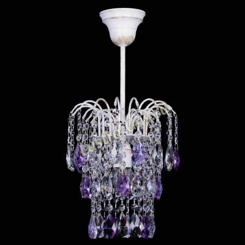 Люстра Зима журавлик фиолетовая (белая патина) в Кирове Гусь Хрустальный