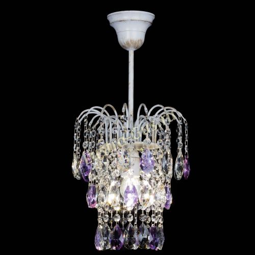 Люстра Зима журавлик фиолетовая (белая патина) в Кирове Гусь Хрустальный