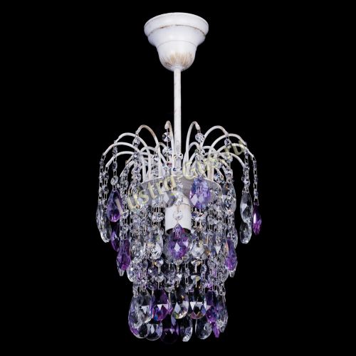 Люстра Зима журавлик фиолетовая (белая патина) в Кирове Гусь Хрустальный