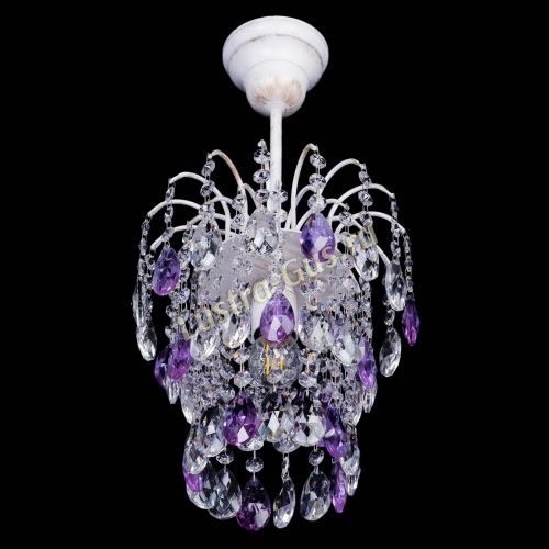 Люстра Зима журавлик фиолетовая (белая патина) в Кирове Гусь Хрустальный