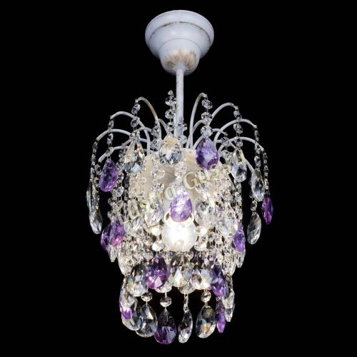 Люстра Зима журавлик фиолетовая (белая патина) в Кирове Гусь Хрустальный