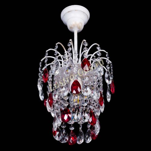 Люстра Зима журавлик красная (белая патина) в Кирове Гусь Хрустальный