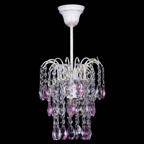 Люстра Зима журавлик розовая (белая патина) в Кирове Гусь Хрустальный