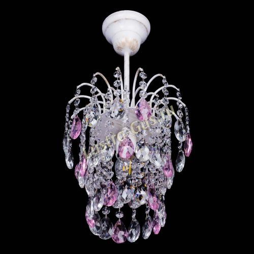 Люстра Зима журавлик розовая (белая патина) в Кирове Гусь Хрустальный