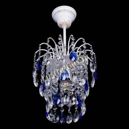 Люстра Зима журавлик синяя (белая патина) в Кирове Гусь Хрустальный