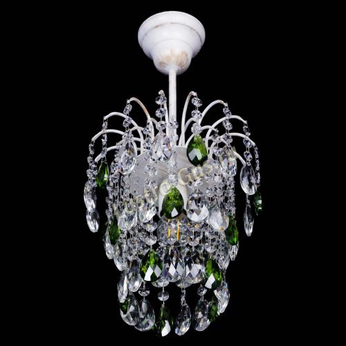 Люстра Зима журавлик зеленая (белая патина) в Кирове Гусь Хрустальный