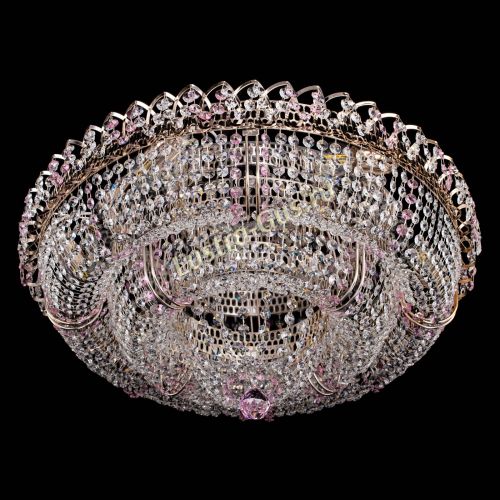 Люстра Двойное Кольцо Классика №6 розовая в Кирове Гусь Хрустальный