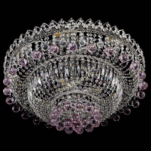 Люстра Хрустальный каскад №3 Шар розовая в Кирове Гусь Хрустальный
