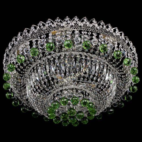 Люстра Хрустальный каскад №3 Шар зеленая в Кирове Гусь Хрустальный