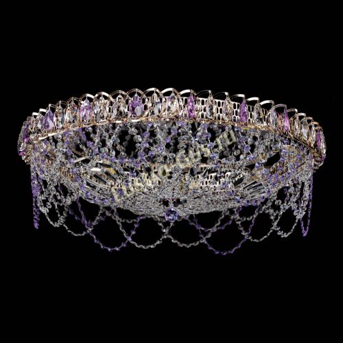 Люстра Каскад Ажур 700 мм фиолетовый в Кирове Гусь Хрустальный