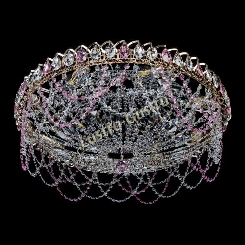 Люстра Каскад Ажур 700 мм розовый в Кирове Гусь Хрустальный