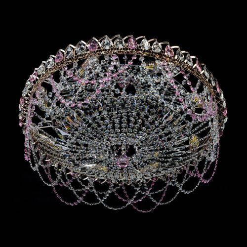 Люстра Каскад Ажур 700 мм розовый в Кирове Гусь Хрустальный