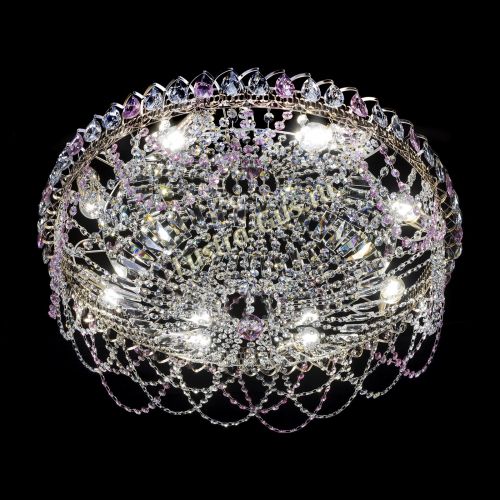 Люстра Каскад Ажур 700 мм розовый в Кирове Гусь Хрустальный