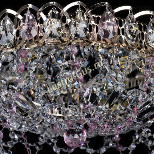 Люстра Хрустальный Каскад Ажур розовый в Кирове Гусь Хрустальный