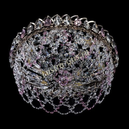 Люстра Хрустальный Каскад Ажур розовый в Кирове Гусь Хрустальный