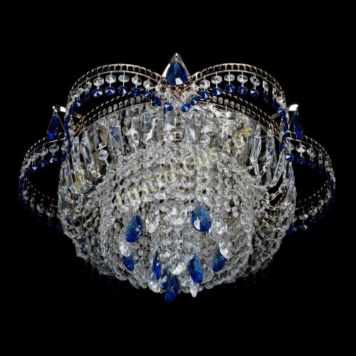 Люстра Камея №1 - 3 лампы синяя в Кирове Гусь Хрустальный